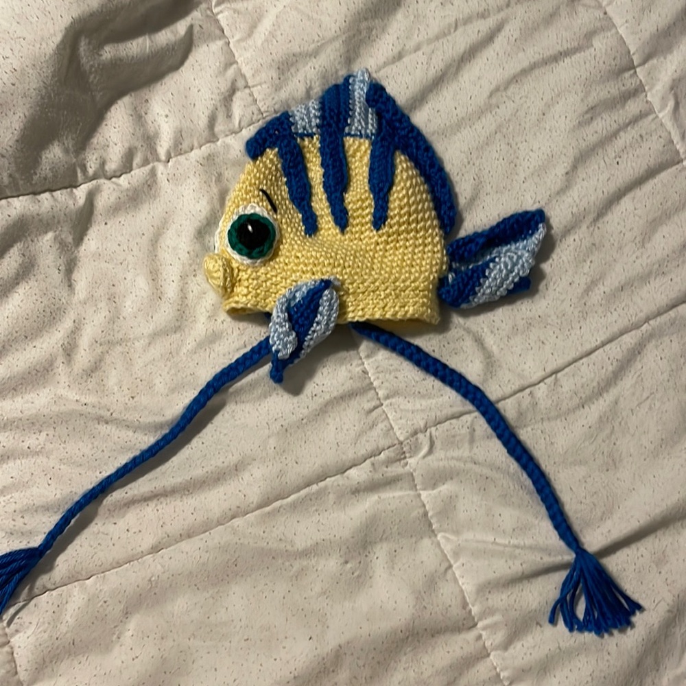 Knit flounder hat. 0-6 months. Never worn